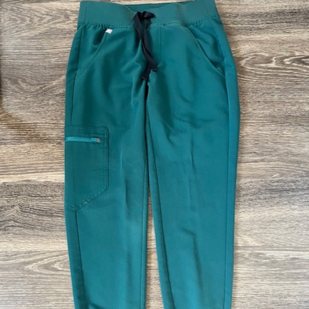 Figs Teal Track Joggers with Black Drawstring